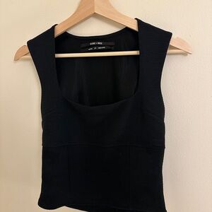 silence + noise Black Ribbed Scoop Tank